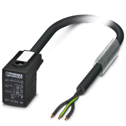 Câble pour capteurs/actionneurs, 3 pôles, PUR exempt d'halogène noir, extrémité non terminée sur connecteur pour électrovannes d