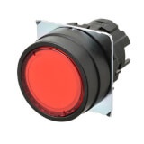 Bouton poussoir A22NZ Ø22, lentille plastique, Plat, Momentané, Couleur bouton R