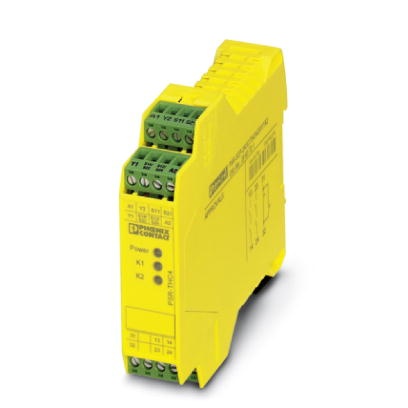 Relais de sécurité pour commandes bimanuelles selon EN574 type IIIC, surveillance de la simultanéité <0,5 s, 2 contacts NO, 1 co