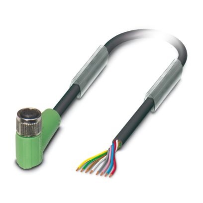 Câbles pour capteurs/actionneurs, 8pôles, PVC, noir RAL 9005, Extrémité libre, sur Connecteur femelle, coudé M8, Longueur du câb
