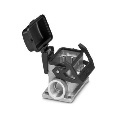 Embase en saillie avec couvercle B6, avec étrier longitudinal, Matériau: Aluminium coulé sous pression, couvercle de protection: