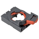 Arrêt durgence, loquet de fixation à bouton-poussoir,