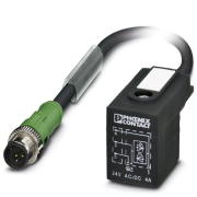 Câble pour capteurs/actionneurs, 3 pôles, PUR exempt d'halogène noir, connecteur mâle droit M12-SPEEDCONNEC pour électrovannes d