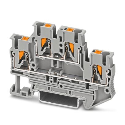 Bloc de jonction gris à technologie à ressort Push-In - sections nominales : 4mm² rigide ou souple sans embout / 2,5mm² avec emb