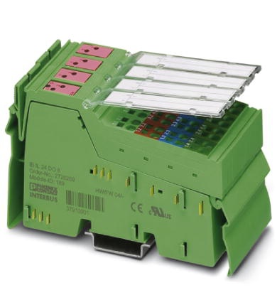 Module 8 sorties TOR 24Vcc 500mA, avec connecteurs et étiquettes, IN LINE