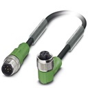 Câble pour capteurs/actionneurs, 5 pôles, PUR exempt d'halogène noir, connecteur mâle droit M12 sur connecteur femelle coudé M12