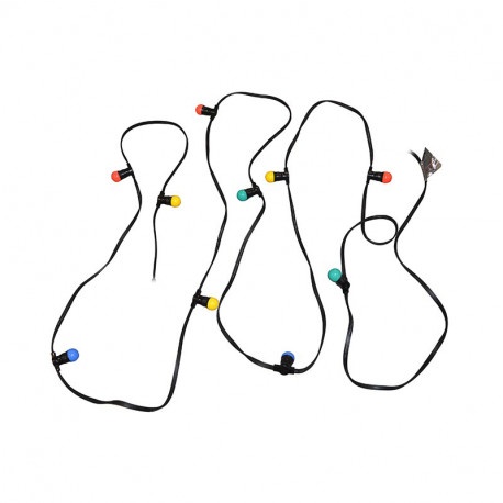 GUIRLANDE FORAINE CABLE PLAT NOIR 10M 10 DOUILLES B22 + AMPOULES