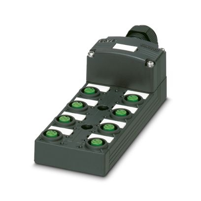 1412060 Répartiteur, Type de raccordmnt.: Conn. femelle M12 SPEEDCONNEC Plastique, Nb prises:8, 5 pôles, Affectation des prises: double,