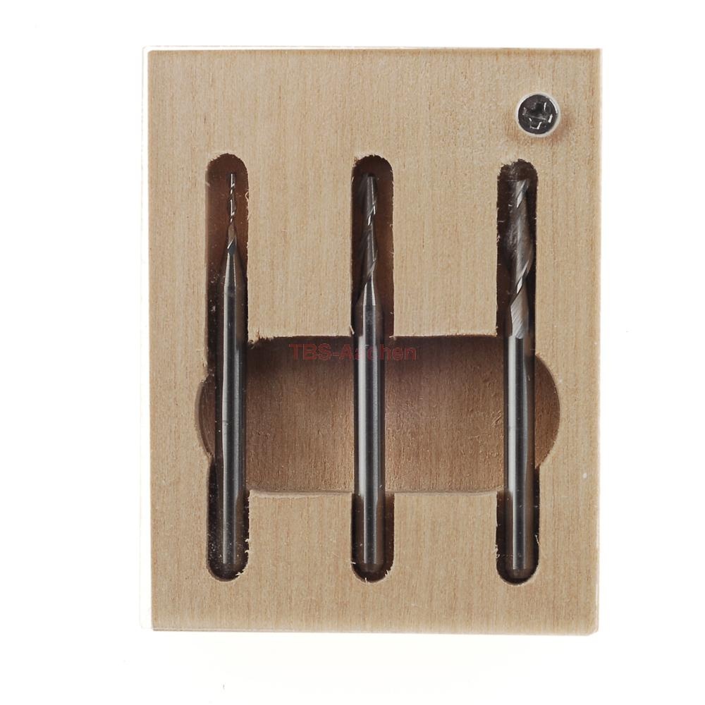 Jeu de fraises sur tige en métal dur en 1,0 - 2,0 - 3,0 mm, Ø de queue 3,0 mm