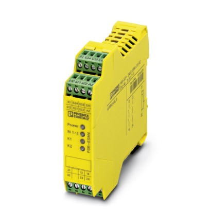 Relais de sécurité 2 voies pour circuits d'arrêt d'urgence et de portes de protection, 3 contacts NO, 1 contact NF, non temporis