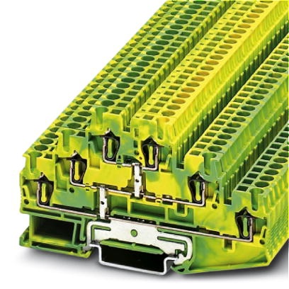 Bloc de jonction à ressort - vert/jaune pour conducteur de protection - 2,5mm² - 3 étages