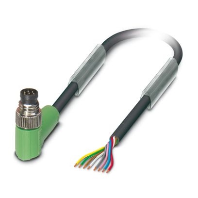Câbles pour capteurs/actionneurs, 8pôles, PVC, noir RAL 9005, Connecteur mâle, coudé M8, sur Extrémité libre, Longueur du câble: