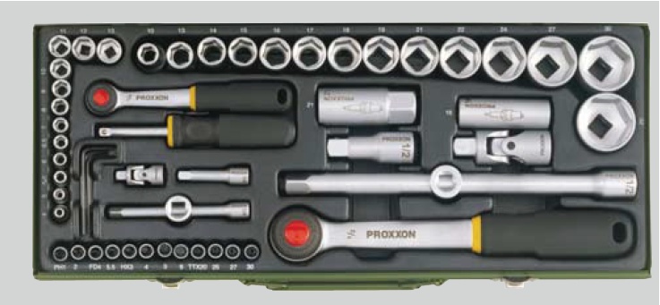 Coffret douilles complet avec cliquet 1/4" et 1/2" (56 pièces)