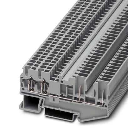 Bloc de jonction gris à ressort - 2,5mm² - enfichable - 2 conducteurs + 2 pins