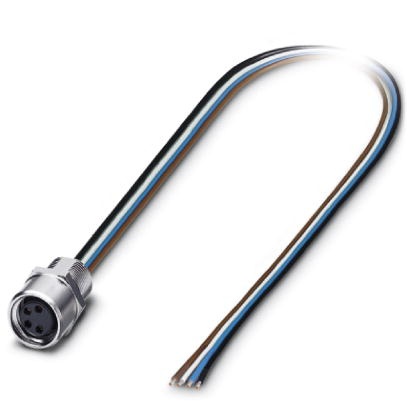 Connecteur femelle encastrable pour capteurs/actionneurs, 4 pôles, M8, montage vissé/sur face avant, filetage M8, cordon TPE de 