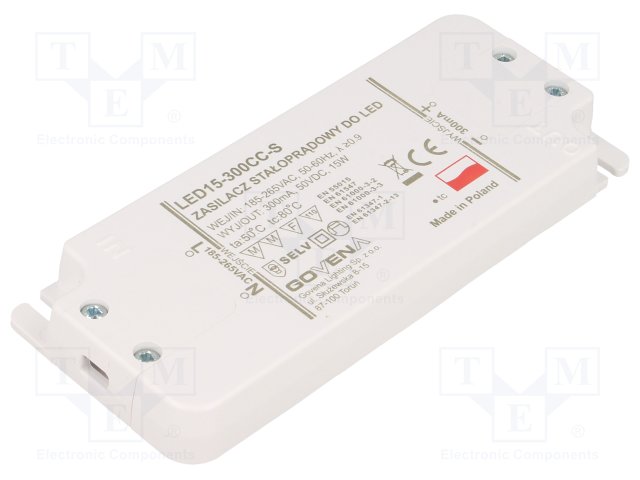 Alimentation LED courant constant 300mA 15W 10÷50VDC 185÷265VAC