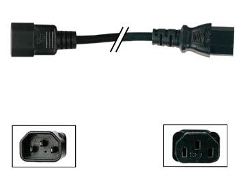 CÂBLE D'ALIMENTATION - NOIR - 3.0 m - FICHE EURO MÂLE / FICHE EURO FEMELLE - 3G1.0mm²