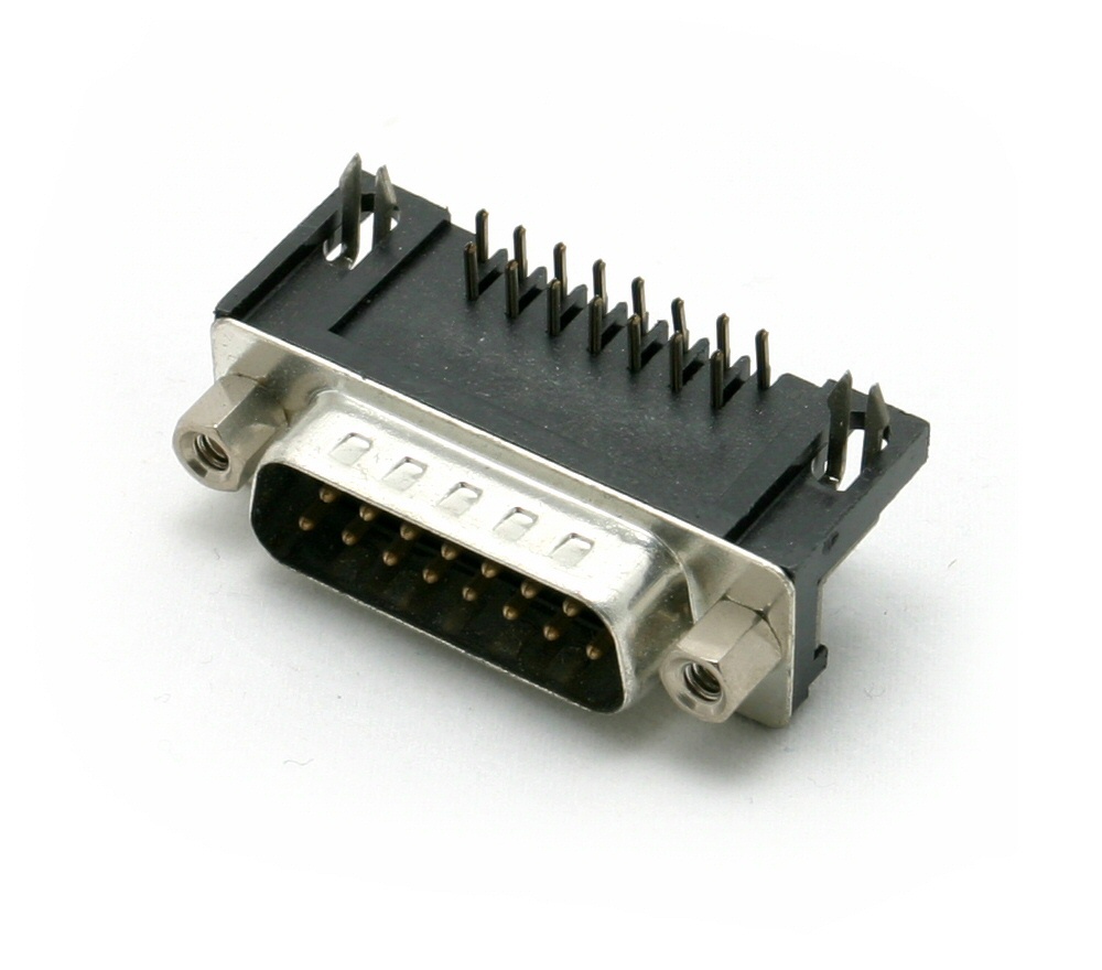 CONNECTEUR SUB-D 15B MALE COUDE CI + VERROU. VIS