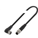 Connecteurs / câbles de raccordement M8x1-Connecteur femelle coudé 3-pôles A-codé M8x1-Connecteur mâle droit 3-pôles