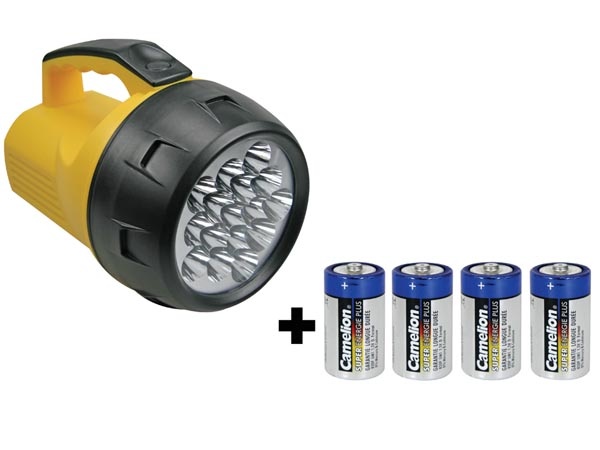 LAMPE TORCHE PUISSANTE - 16 LED - 4 x PILE D