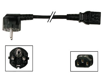 CÂBLE D'ALIMENTATION - NOIR - CEE 7/7 90° + C13 - 1.5 m - 3G1.0 mm²