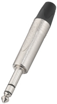 Fiche jack professionnelle 1/4" 3 pôles, contacts nickel, boîtier nickel
