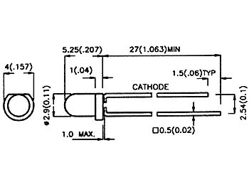 LED 3mm - VERT DIFFUSANT - 20mcd