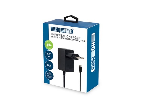 CHARGEUR COMPACT AVEC CONNEXION USB - 5 VCC - 3 A max. - 15 W. max. - TYPE C